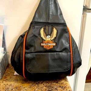 Harley Davidson leather sling back pack